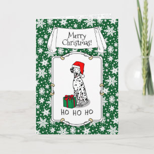 Christmas Santa Hat Dalmatian Dog (black 1) Cute Card