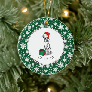 Christmas Santa Hat Dalmatian Dog (black 1) Cute Ceramic Ornament