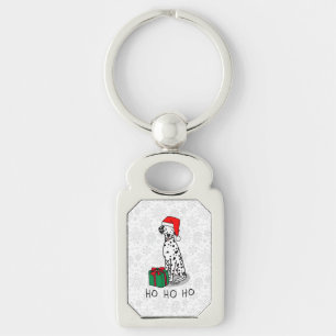 Christmas Santa Hat Dalmatian Dog (black 1) Cute Keychain