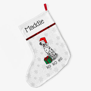 Christmas Santa Hat Dalmatian Dog (black 1) Cute Large Christmas Stocking