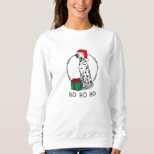 Christmas Santa Hat Dalmatian Dog (black 1) Cute Sweatshirt