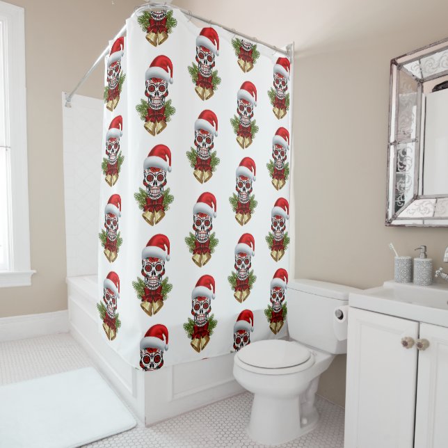 Christmas Santa Hat Day Of The Dead Sugar Skull (In Situ)