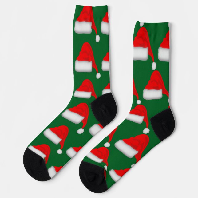 Christmas Santa Hat Design Socks (Left)