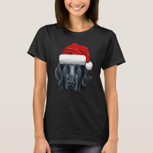 Christmas Santa Hat Flat-Coated Retriever Dog T-Shirt