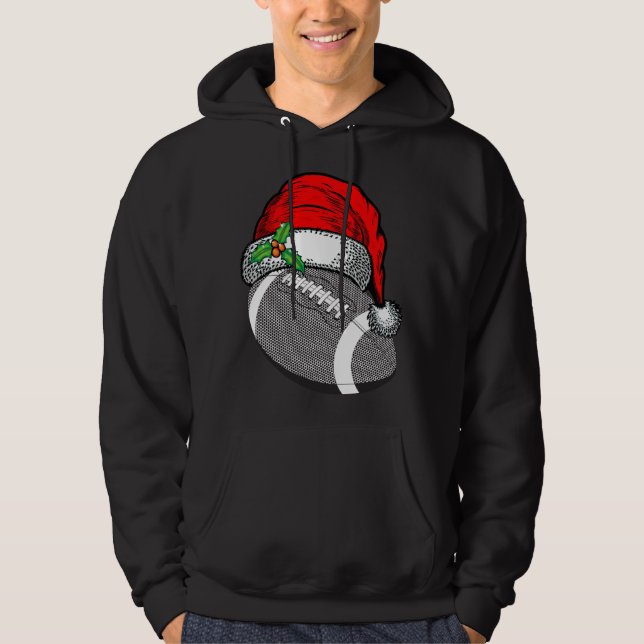 Christmas Santa Hat Football Sport Funny Gift Hoodie (Front)