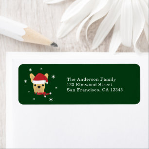 Christmas Santa Hat French Bulldog Label