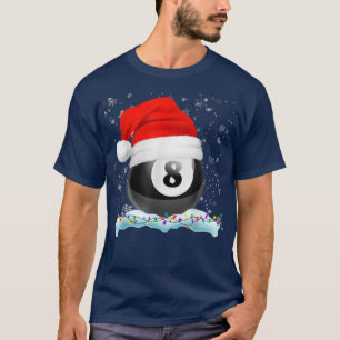 Christmas Santa Hat Funny Billiards Sport Xmas T-Shirt