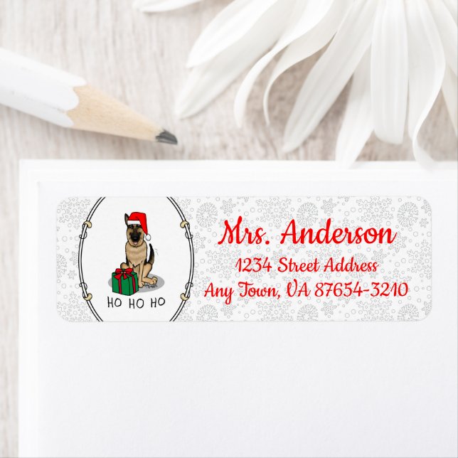 Christmas Santa Hat German Shepherd Dog Cute (Insitu)