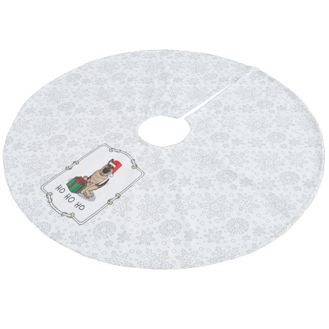 Christmas Santa Hat German Shepherd Dog Cute Fleece Tree Skirt (Angled)