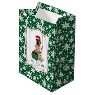 Christmas Santa Hat German Shepherd Dog Cute Medium Gift Bag