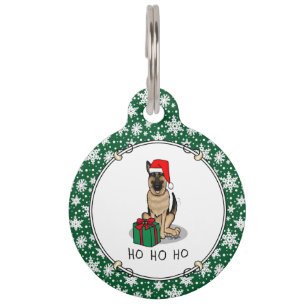 Christmas Santa Hat German Shepherd Dog Cute Pet Tag