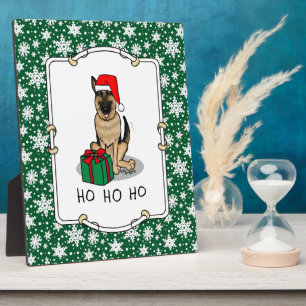 Christmas Santa Hat German Shepherd Dog Cute Plaque