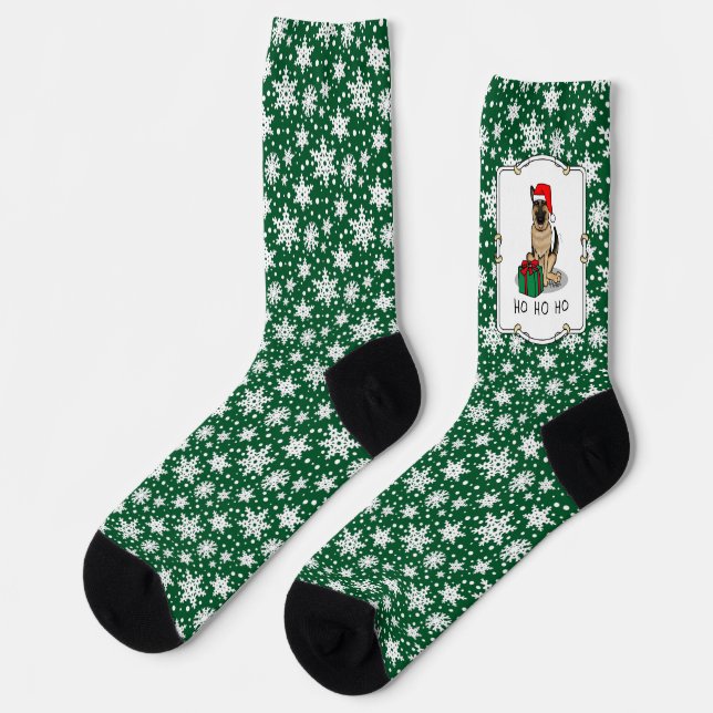 Christmas Santa Hat German Shepherd Dog Cute Socks (Left)