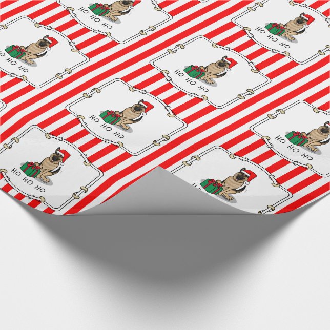 Christmas Santa Hat German Shepherd Dog Cute Wrapping Paper (Corner)