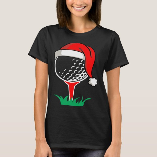 Christmas  santa hat golf ball  golfing gag T-Shirt (Front)