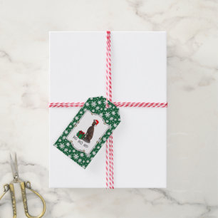 Christmas Santa Hat Greyhound Dog (brindle) Cute Gift Tags