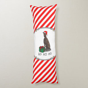 Christmas Santa Hat Greyhound Dog (brindle) Funny Body Pillow