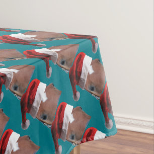 Christmas Santa Hat Horse Tablecloth