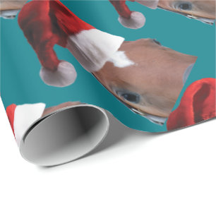 Christmas Santa Hat Horse Wrapping Paper