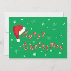 Christmas Santa Hat Invitation Green 5x7 Paper