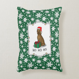 Christmas Santa Hat Irish Setter Dog (red 1) Cute Accent Pillow