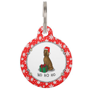 Christmas Santa Hat Irish Setter Dog (red 1) Cute Pet Tag