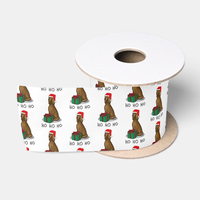 Christmas Santa Hat Irish Setter Dog (red 1) Cute Satin Ribbon (Spool)