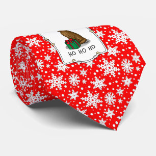 Christmas Santa Hat Irish Setter Dog (red 1) Funny Tie