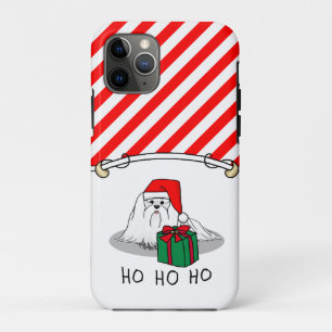 Christmas Santa Hat Maltese Dog Cute Funny iPhone 11 Pro Case
