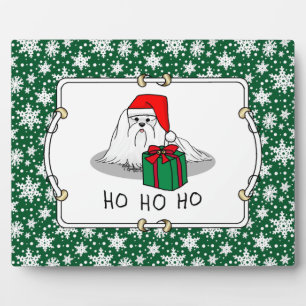 Christmas Santa Hat Maltese Dog Cute Funny Plaque