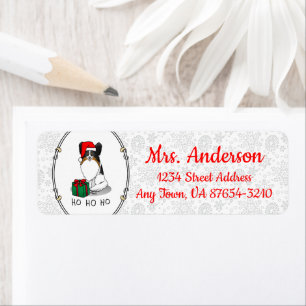 Christmas Santa Hat Papillon (tri-color) Dog Cute