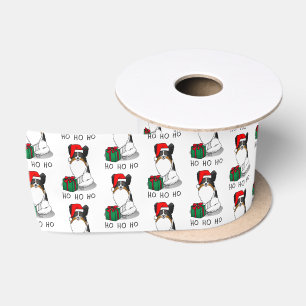 Christmas Santa Hat Papillon (tri-colour) Dog Cute Satin Ribbon