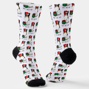 Christmas Santa Hat Papillon (tri-colour) Dog Cute Socks