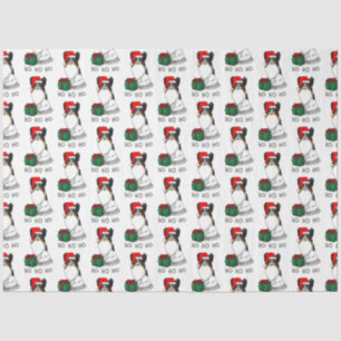Christmas Santa Hat Papillon (tri-colour) Dog Cute Tissue Paper