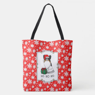 Christmas Santa Hat Papillon (tri-colour) Fun Cute Tote Bag
