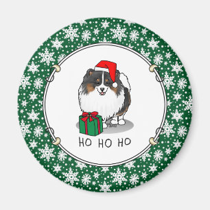 Christmas Santa Hat Pomeranian (tri-colour) Cute Magnet