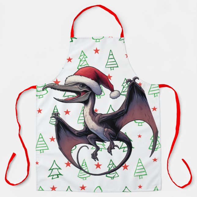 Christmas Santa hat pterodactyl  Apron (Front)