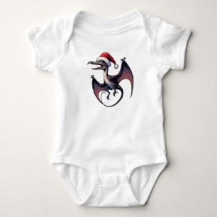 Christmas Santa hat pterodactyl Baby Bodysuit