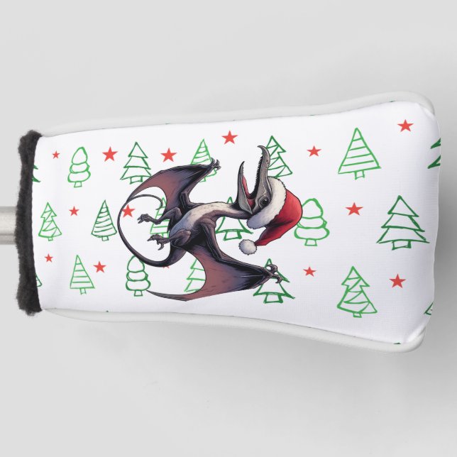 Christmas Santa hat pterodactyl  Golf Head Cover (Front)