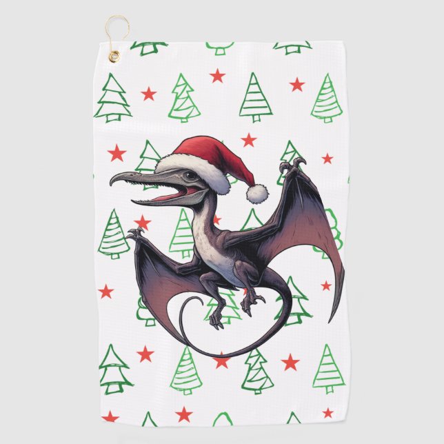 Christmas Santa hat pterodactyl  Golf Towel (Front)