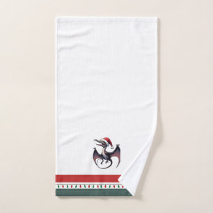 Christmas Santa hat pterodactyl  Hand Towel