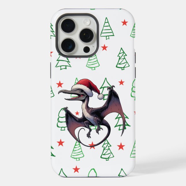 Christmas Santa hat pterodactyl  iPhone Case (Back)