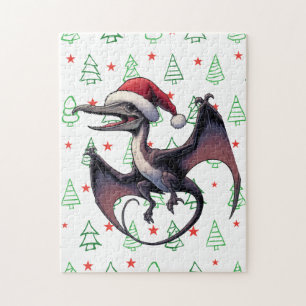 Christmas Santa hat pterodactyl Jigsaw Puzzle