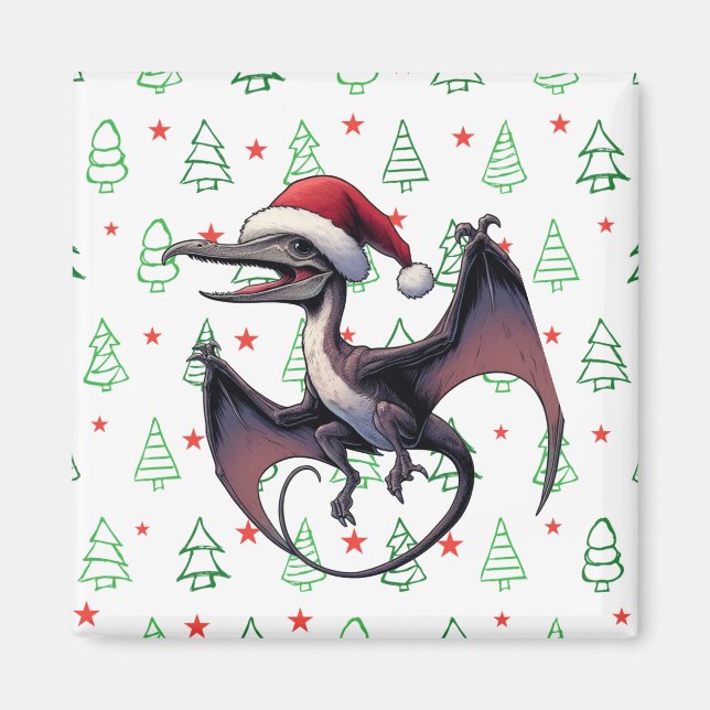 Christmas Santa hat pterodactyl  Magnet (Front)