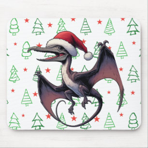 Christmas Santa hat pterodactyl  Mouse Pad