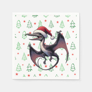 Christmas Santa hat pterodactyl Napkin