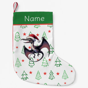Christmas Santa hat pterodactyl  Small Christmas Stocking