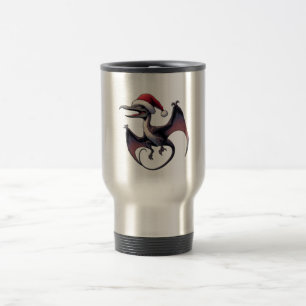 Christmas Santa hat pterodactyl Travel Mug