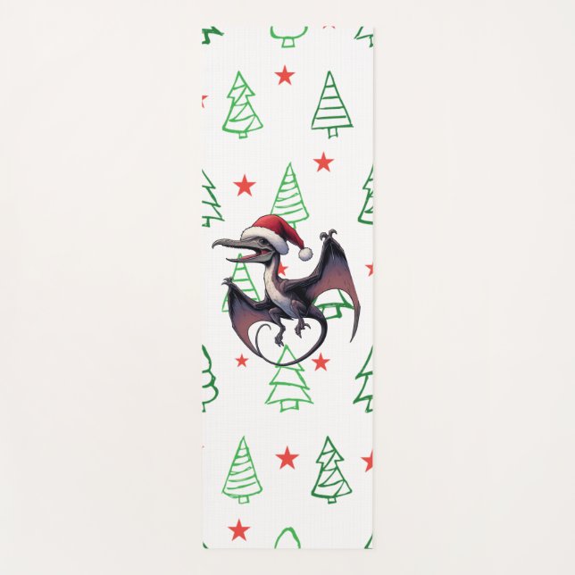 Christmas Santa hat pterodactyl  Yoga Mat (Front)