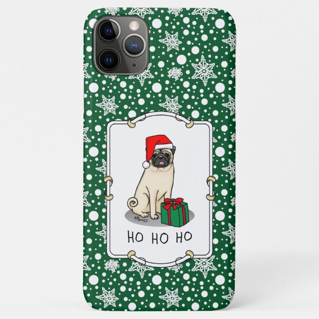 Christmas Santa Hat Pug Dog (light fawn) Cute Case-Mate iPhone Case (Back)